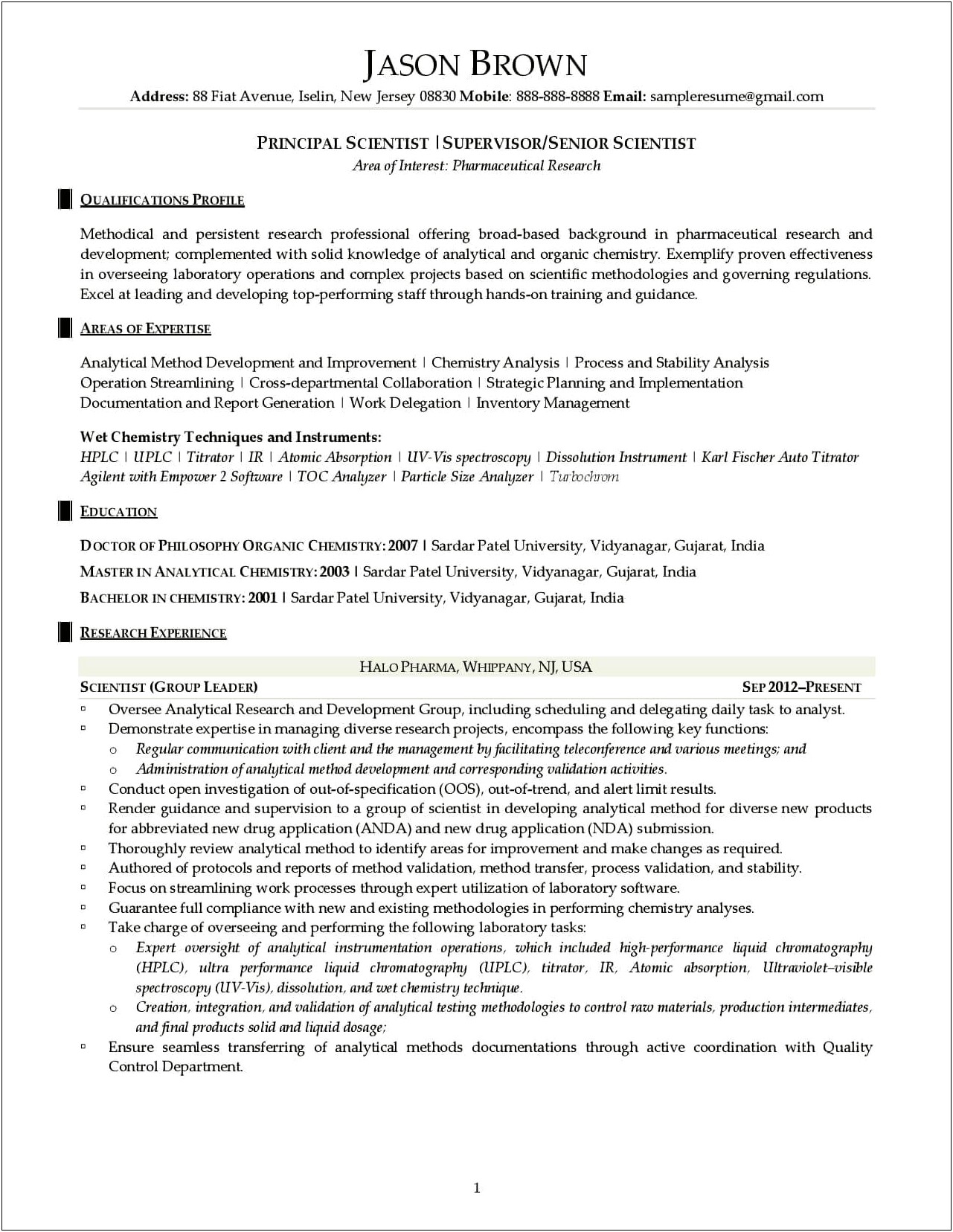 Sample Resume For Pharmaceutical Machine Operators