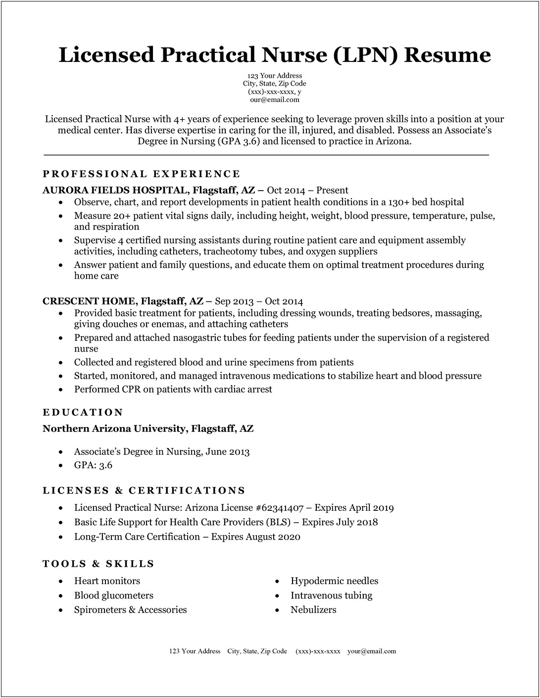 Sample Resume For Practical Nursing Student