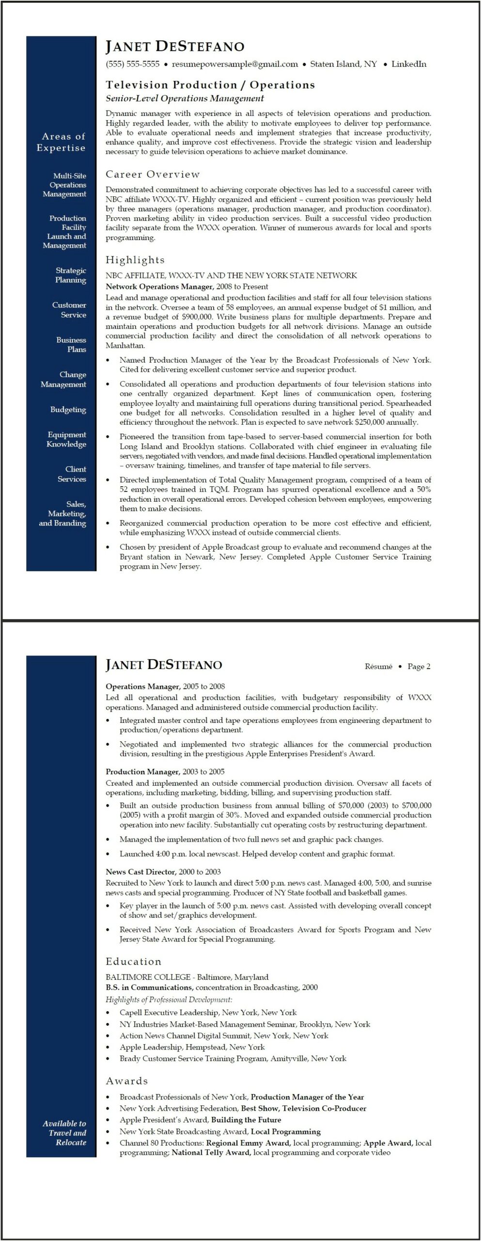 Sample Resume For Production Manager Post