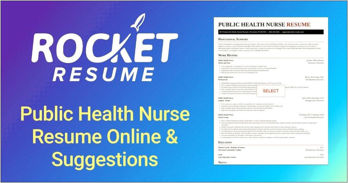 Sample Resume For Public Health Nurse