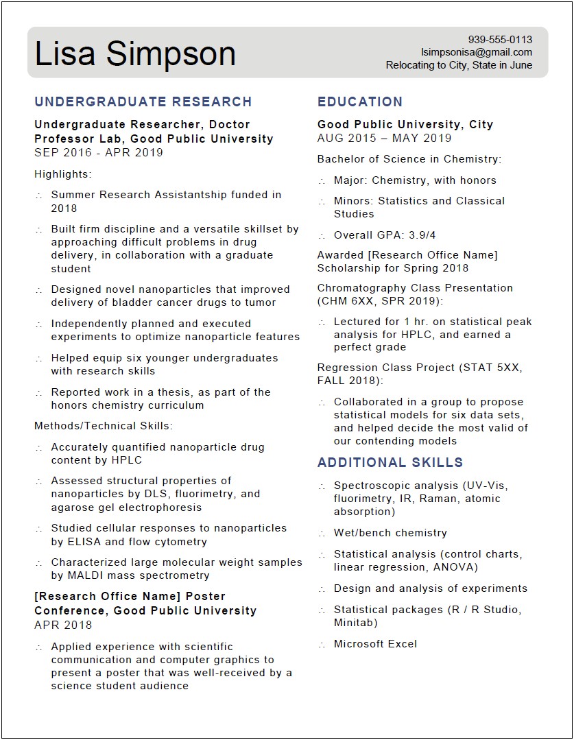 Sample Resume For Quality Control Chemist