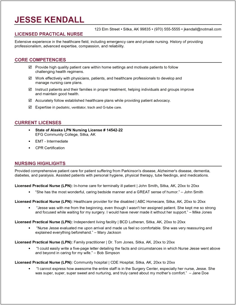 Sample Resume For Registered Nurse In Canada