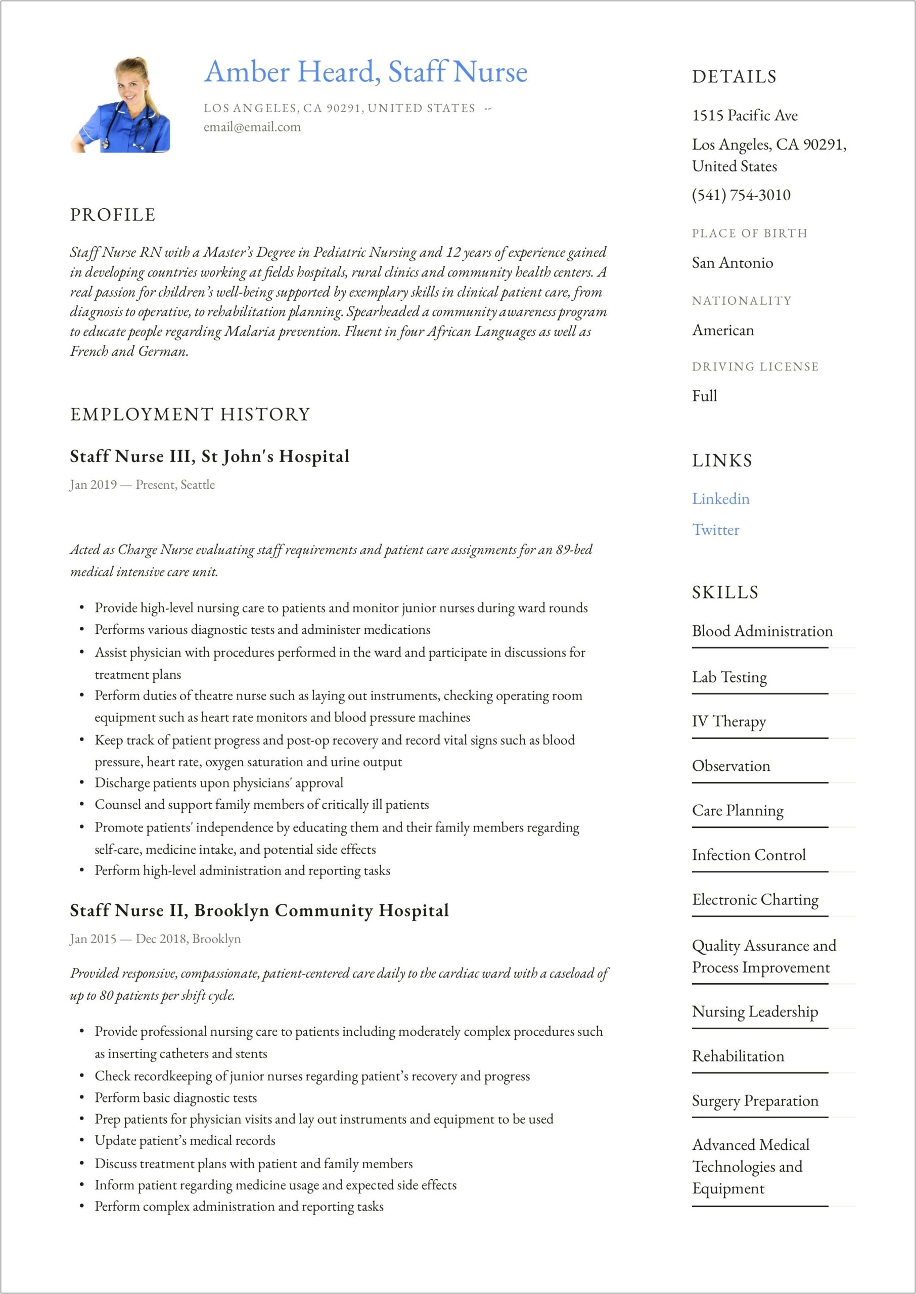 Sample Resume For Registered Nurse Pdf