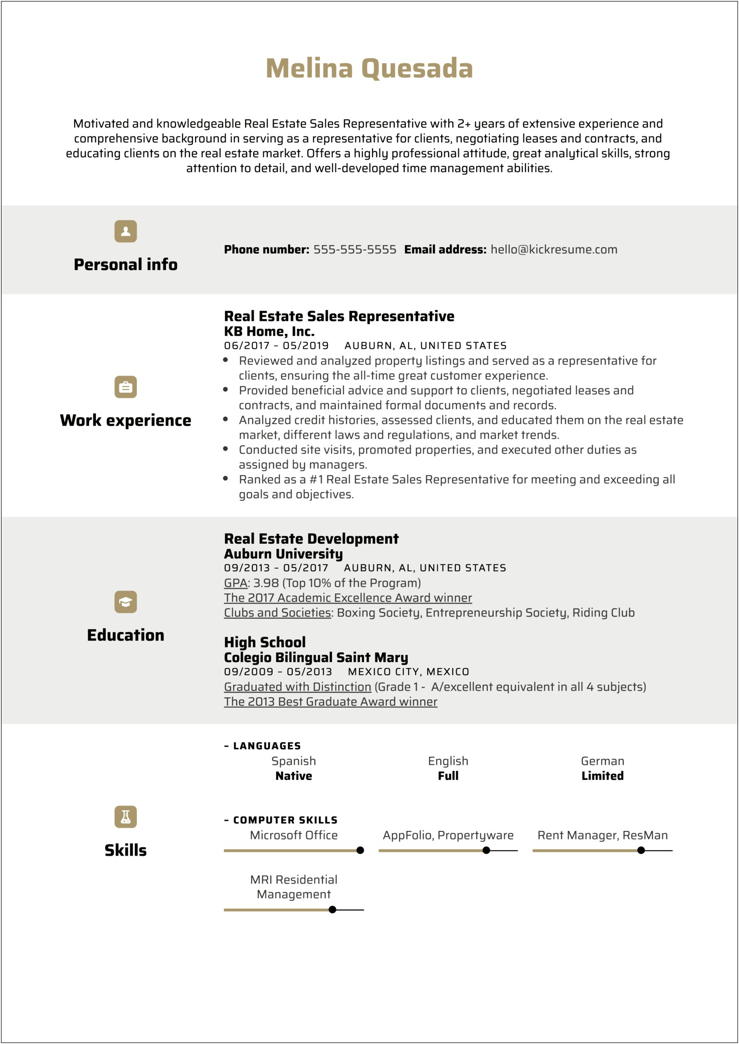 Sample Resume For Residentail Real Estate Broker