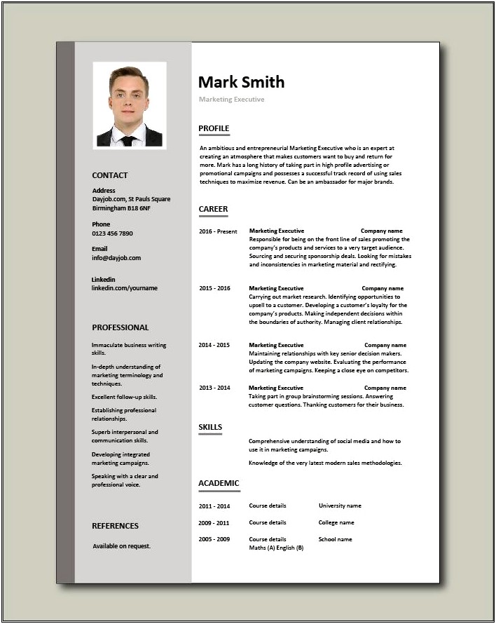 Sample Resume For Sales And Marketing Executive