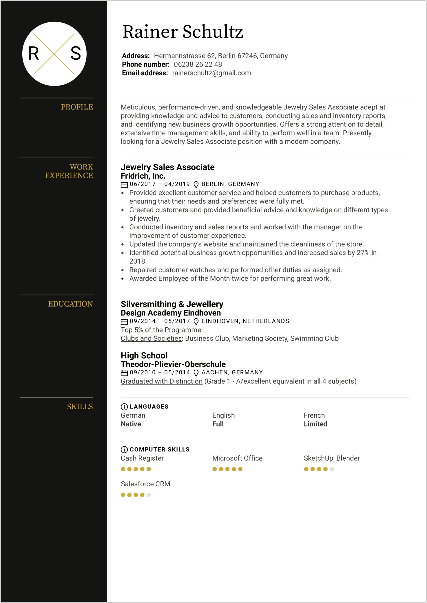 Sample Resume For Sales Clerk Without Experience