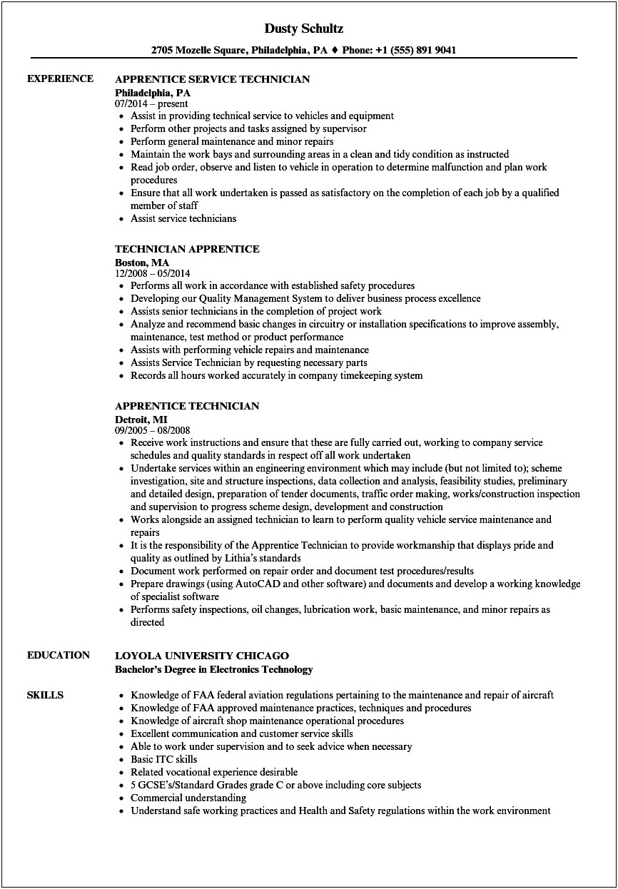 Sample Resume For Seaman Apprenticeship Engine Cadet