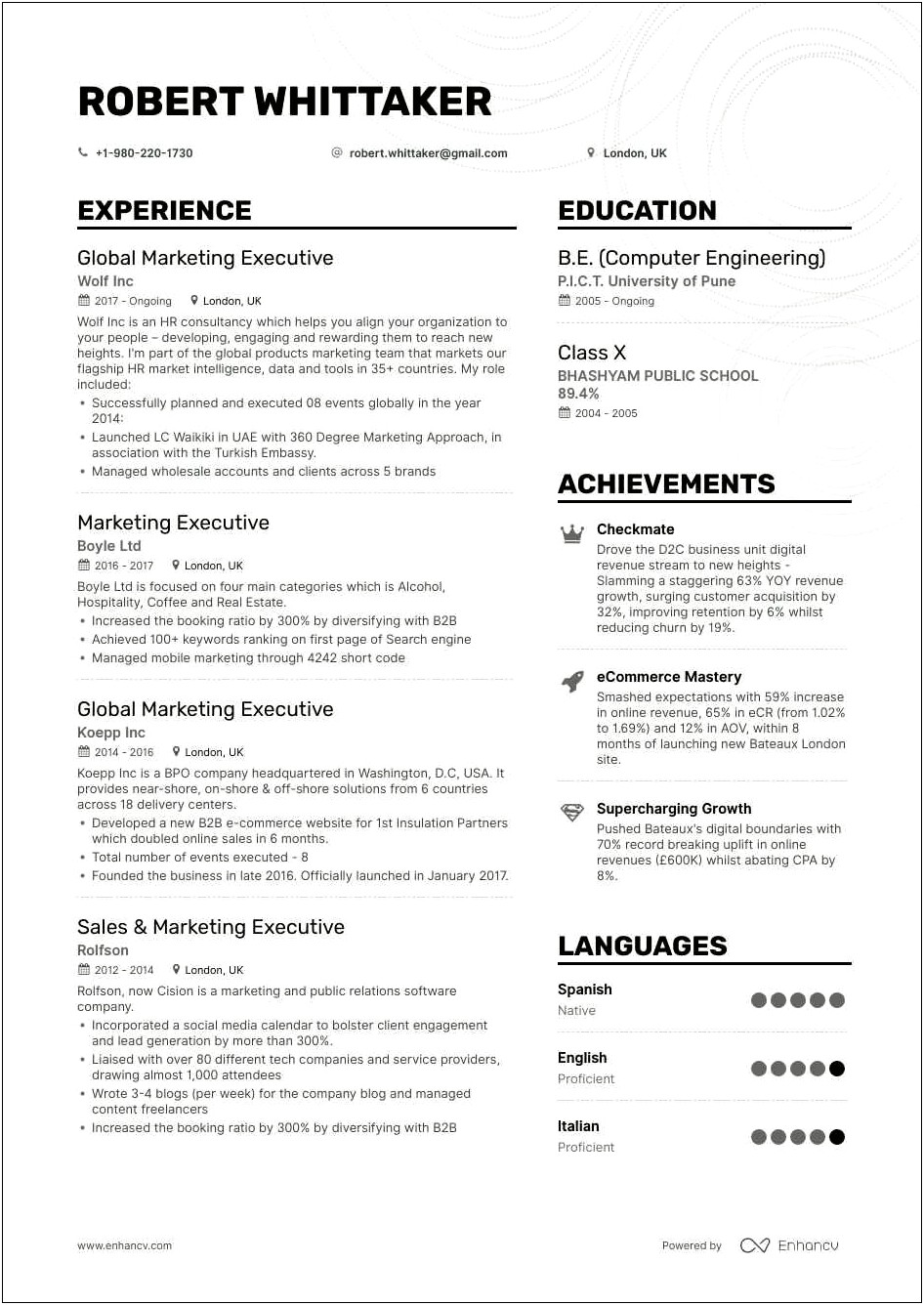 Sample Resume For Senior Sales Executive