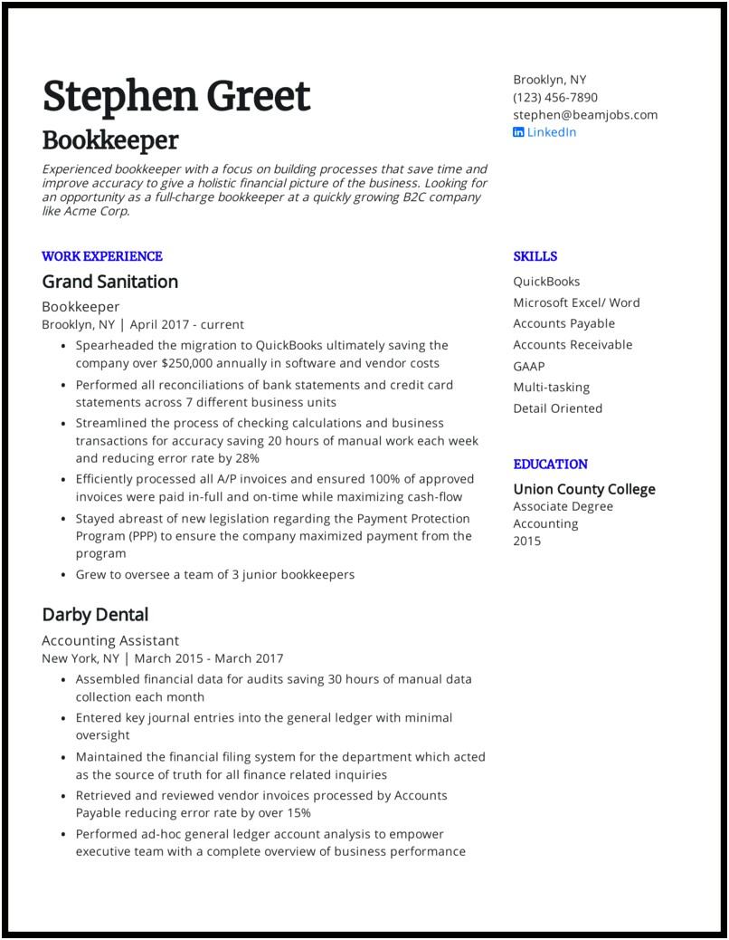 Sample Resume For Skillsfor Receivable Accountant
