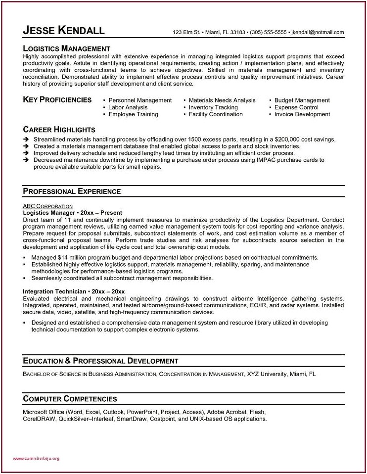 Sample Resume For Supply Chain Coordinator