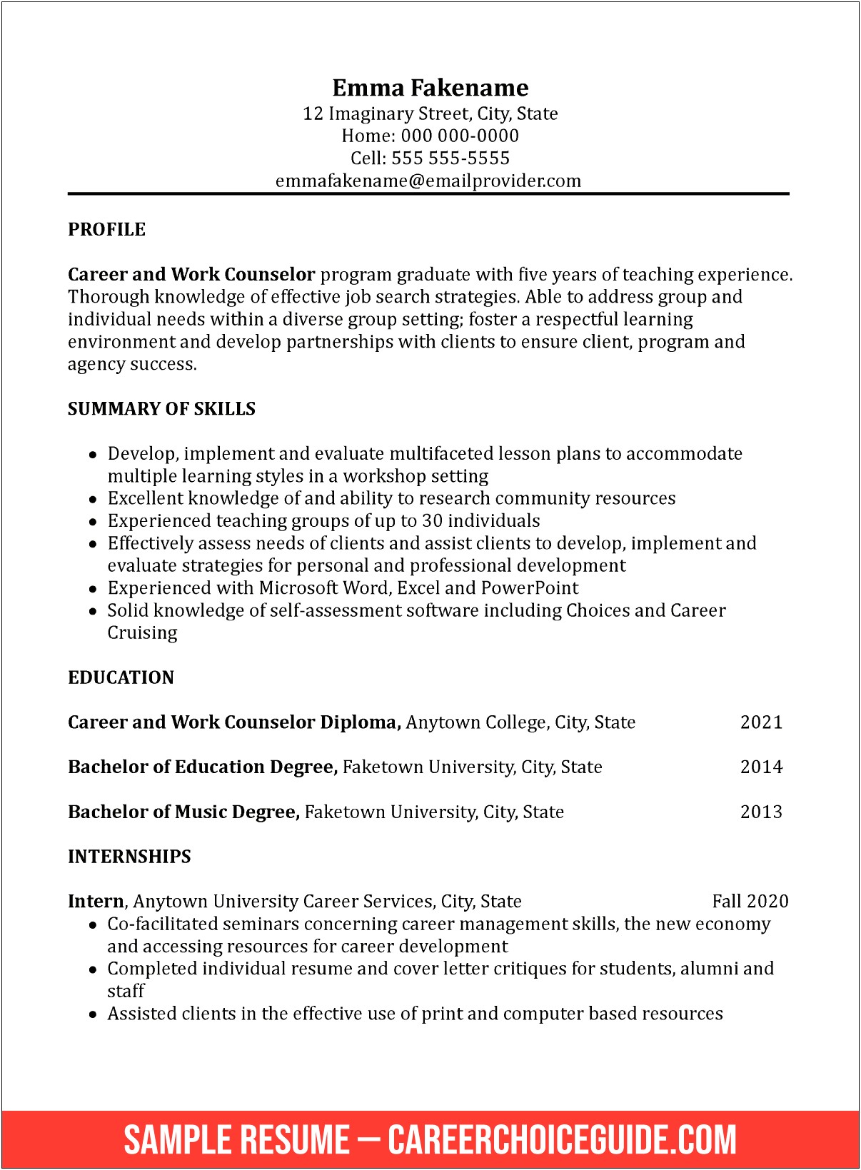 Sample Resume For Teaching Job With Experience