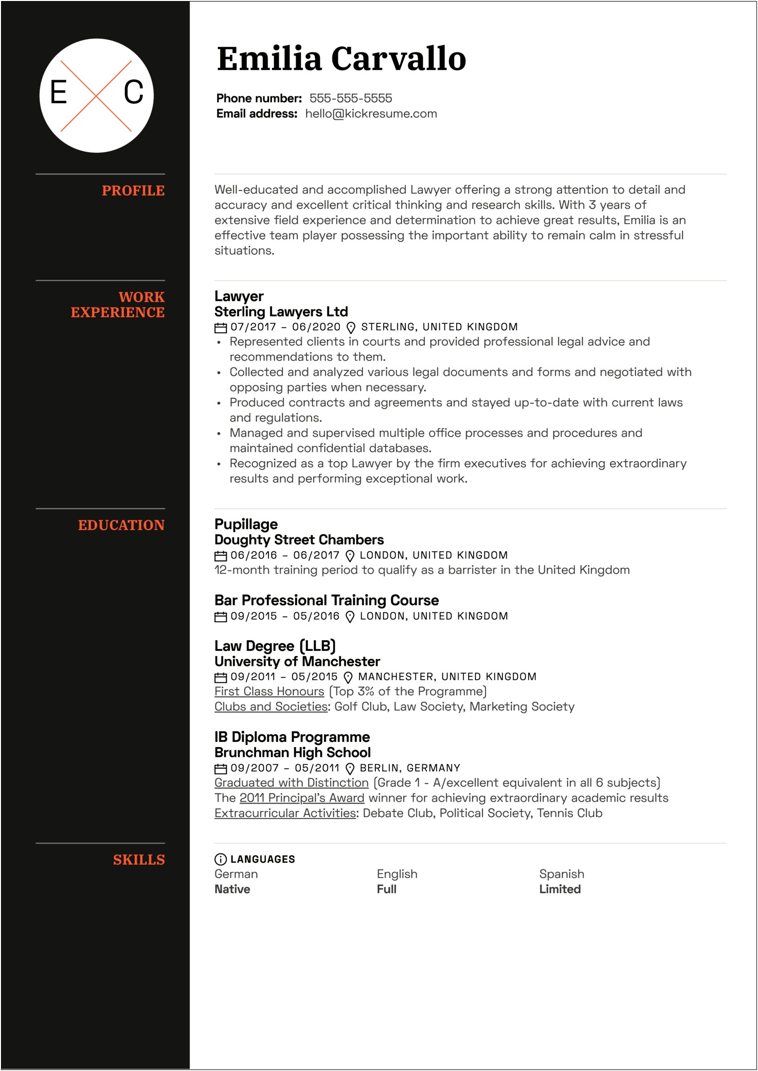 Sample Resume For Top Law Firm