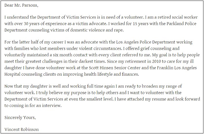 Sample Resume For Victim Advocate Position