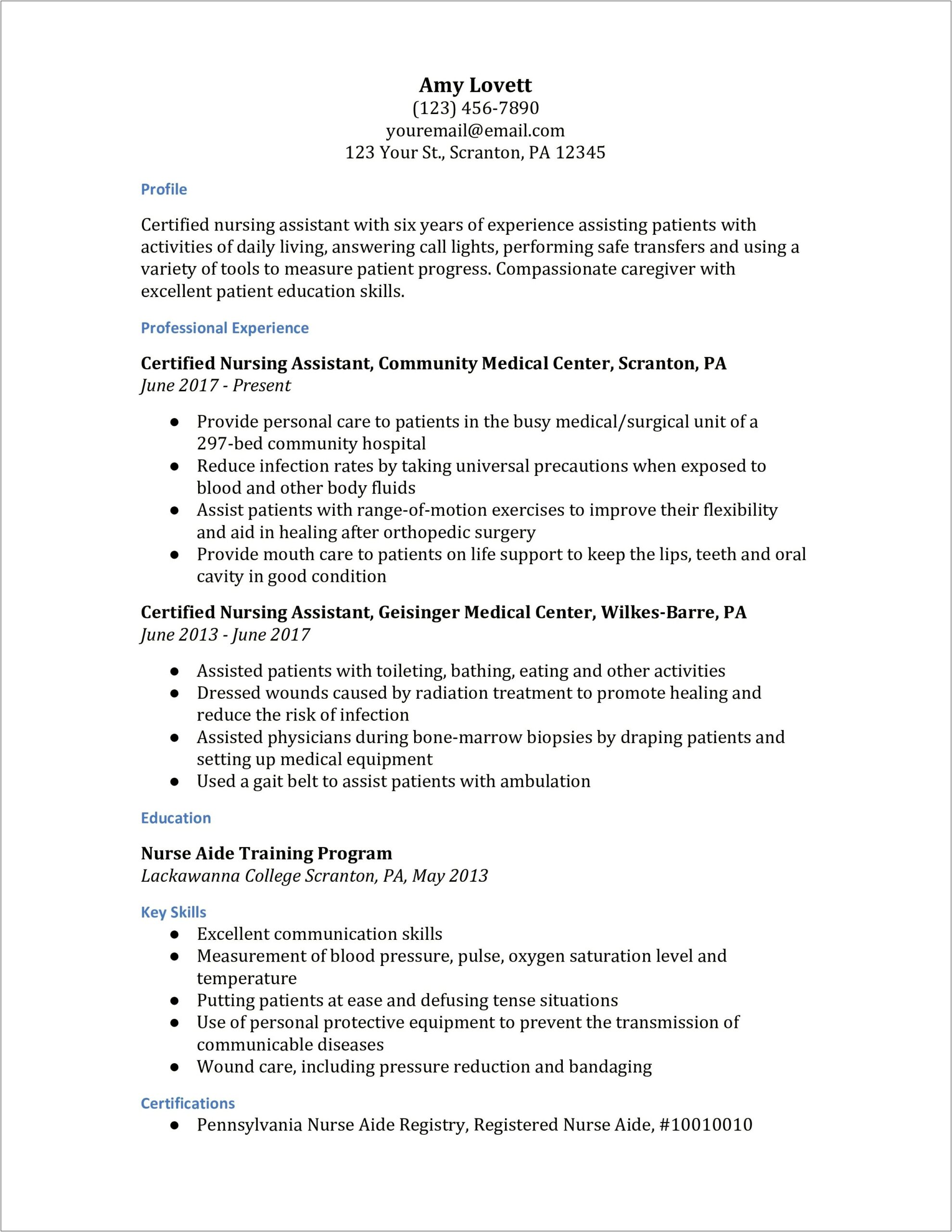 Sample Resume For Wound Care Nurse