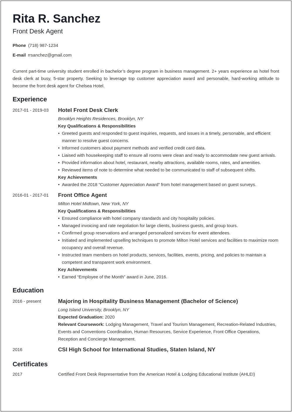 Sample Resume Format Back Office Executive