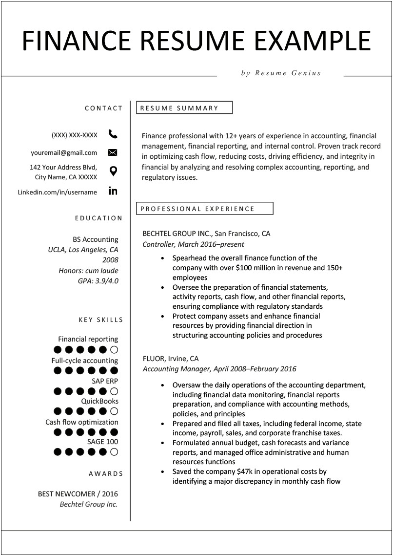 Sample Resume Format For Experienced Banking Professional