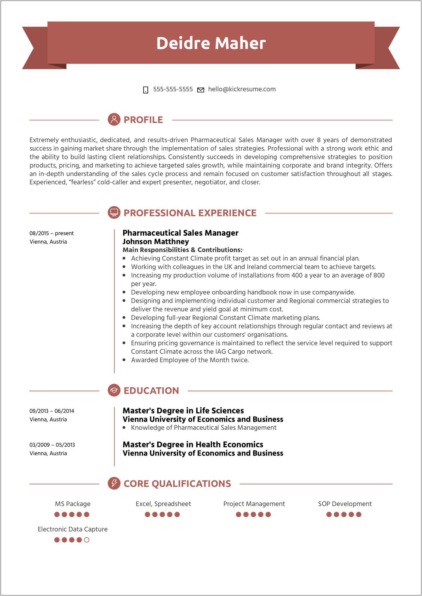 Sample Resume Format For Experienced Sales Manager
