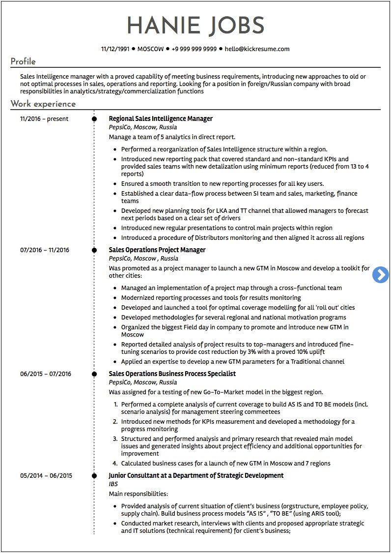 Sample Resume Format For Foreign Jobs