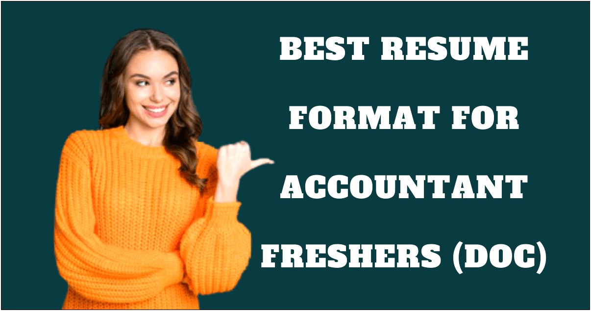 Sample Resume Format For Fresher Accountant