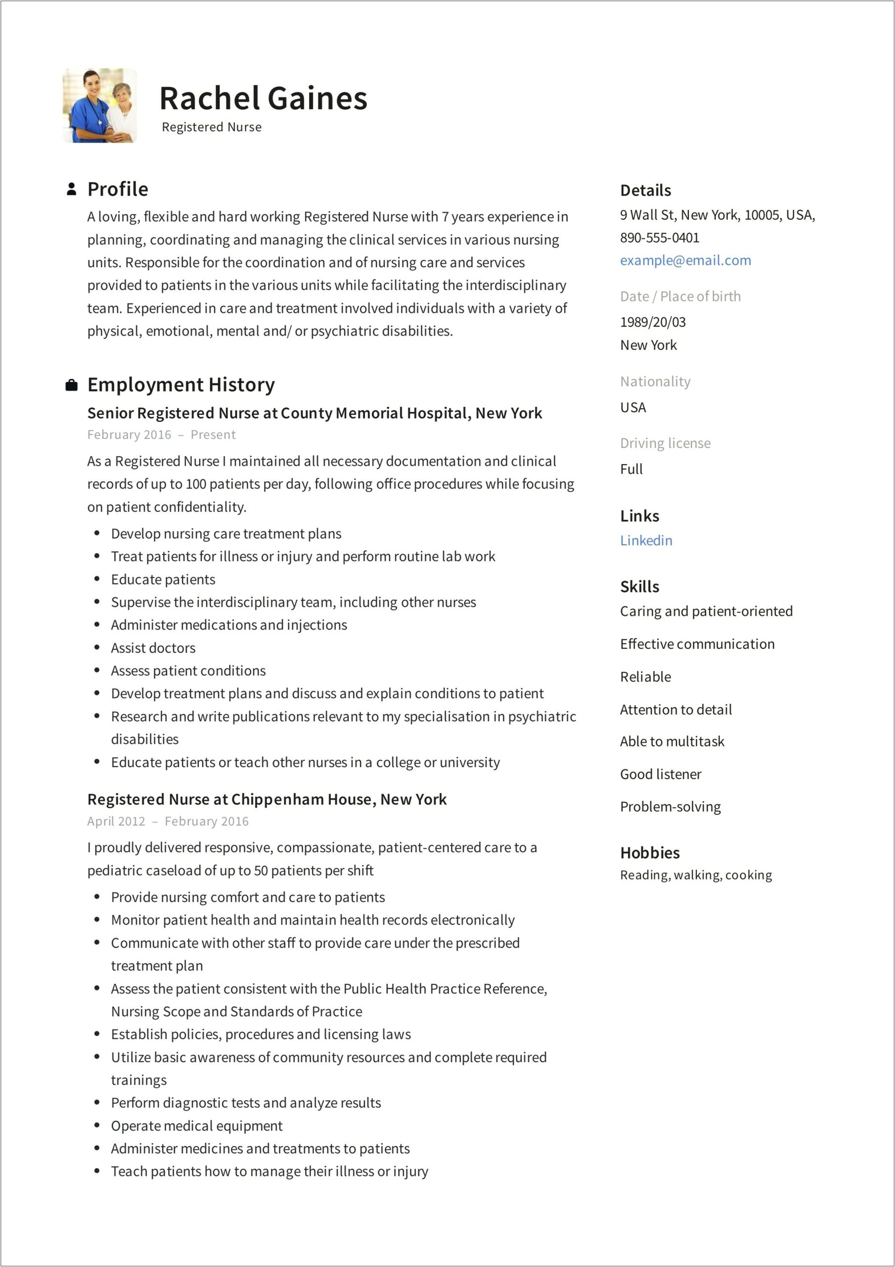 Sample Resume Format For Staff Nurses