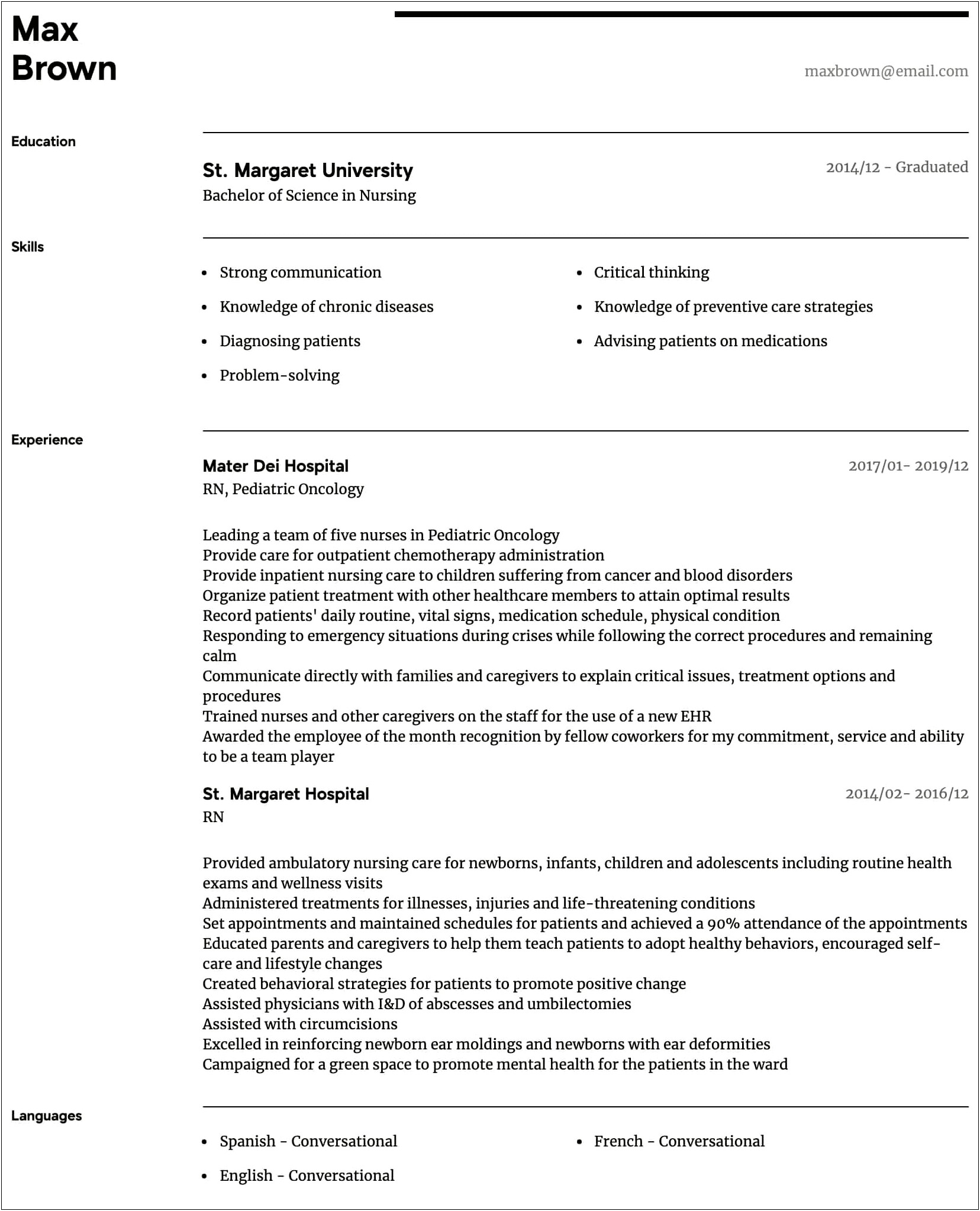 Sample Resume Inpatient Nurse Practitioner Oncology