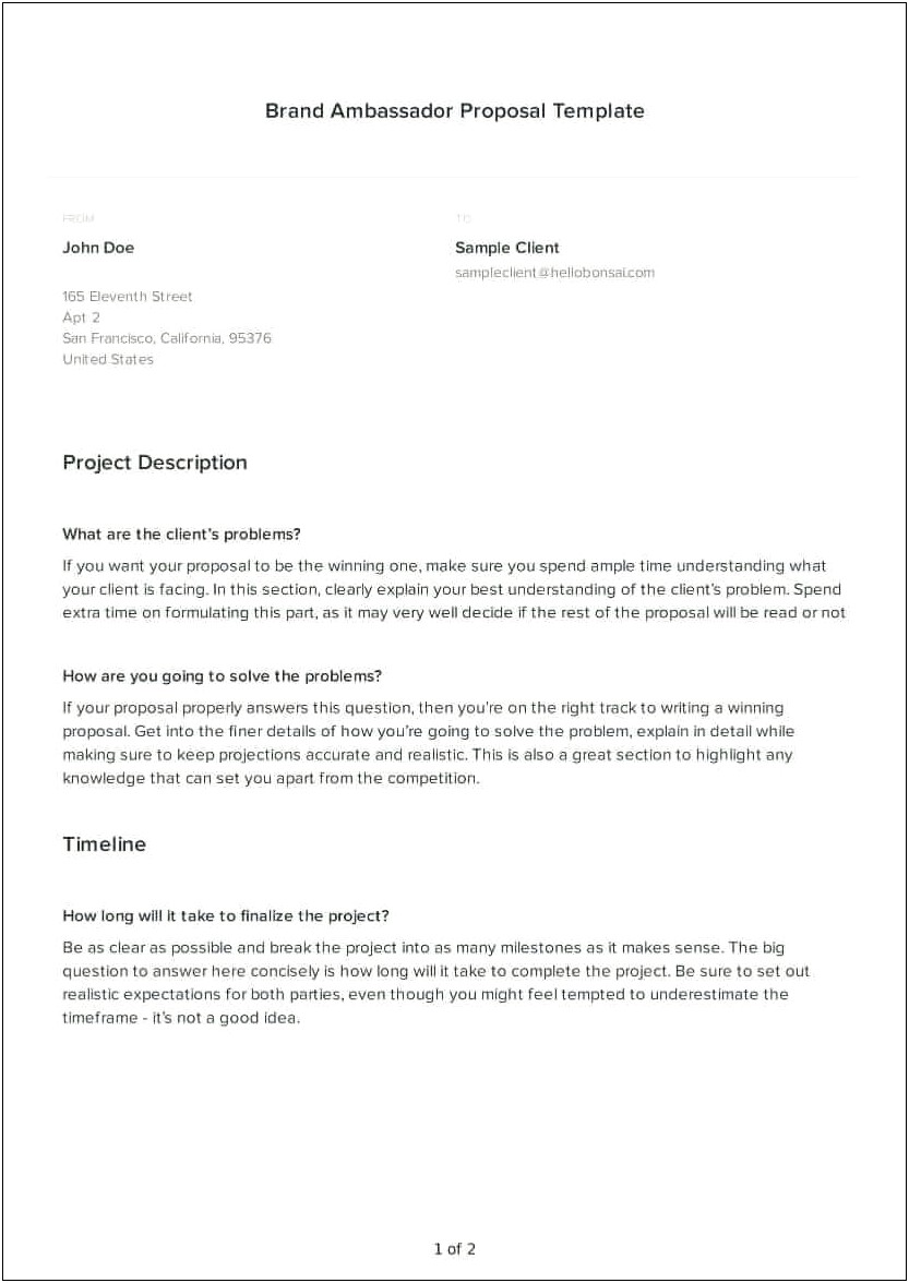 Sample Resume Job Promotion Proposal Template