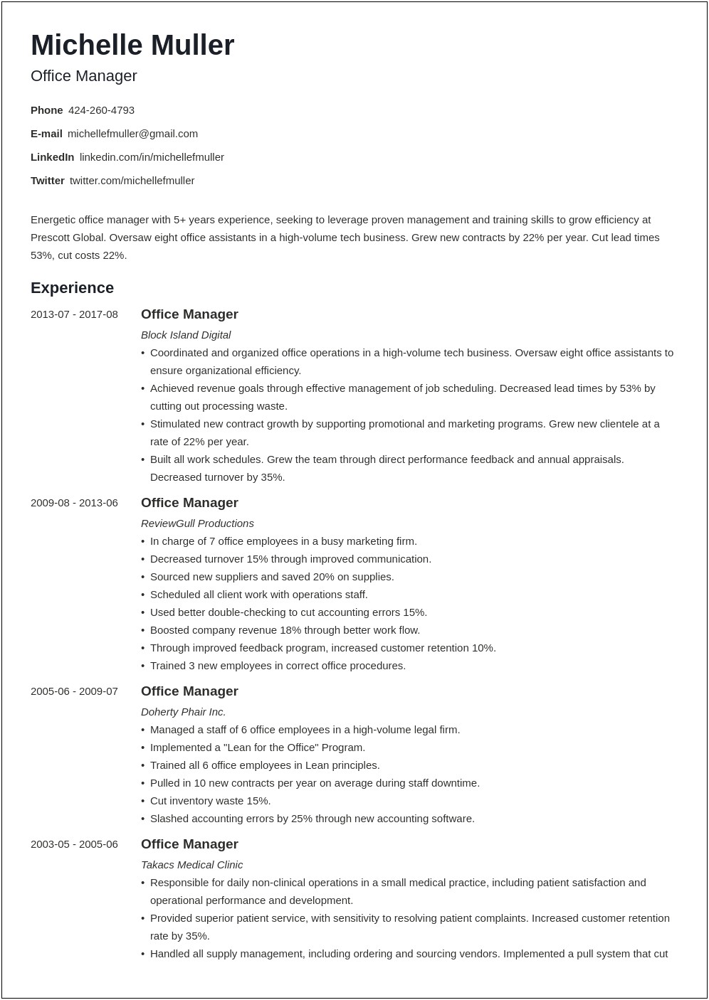Sample Resume Multiple Positions At The Same Company
