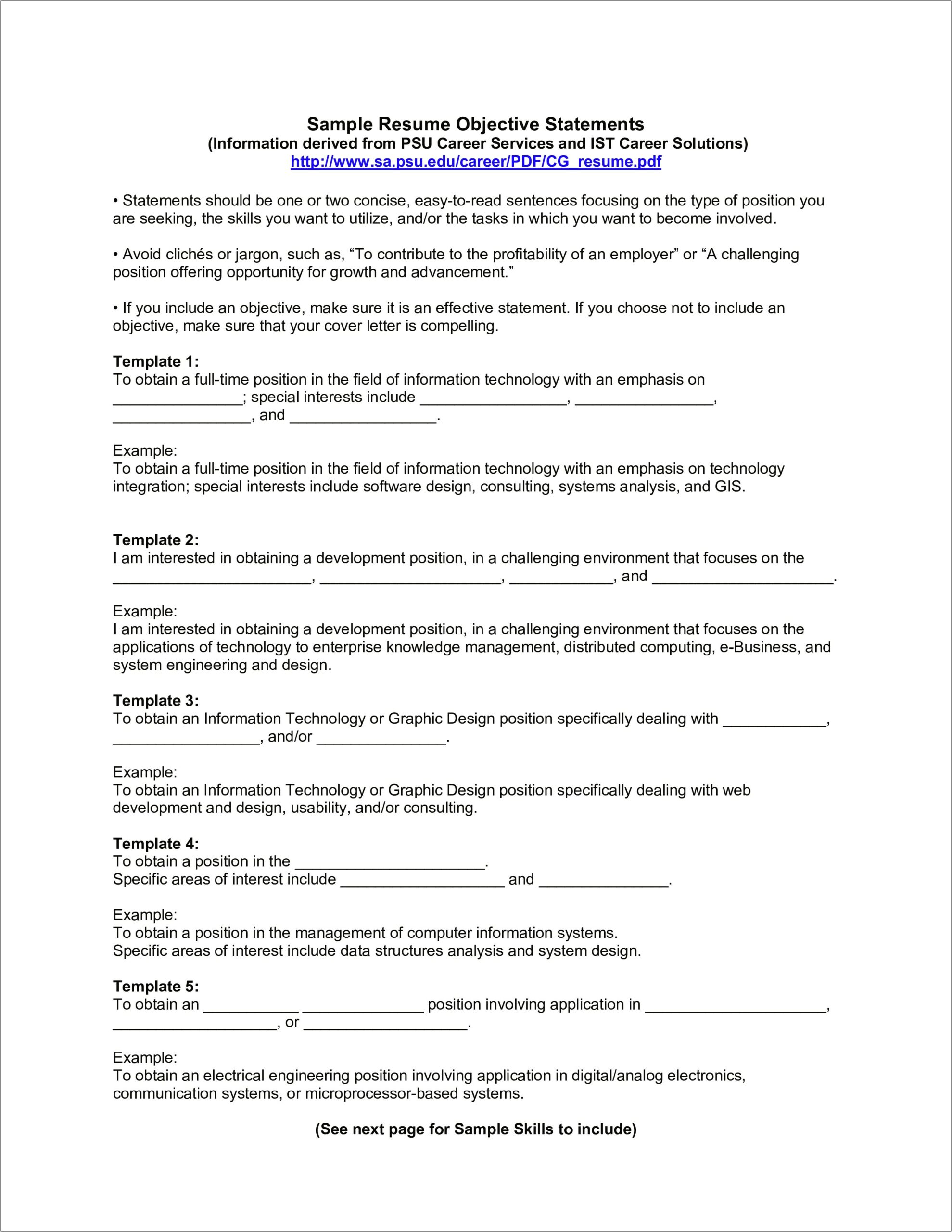 Sample Resume Objective For Management Position