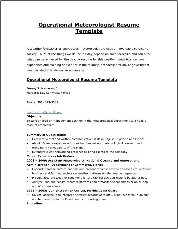 Sample Resume Objective Statement For Government