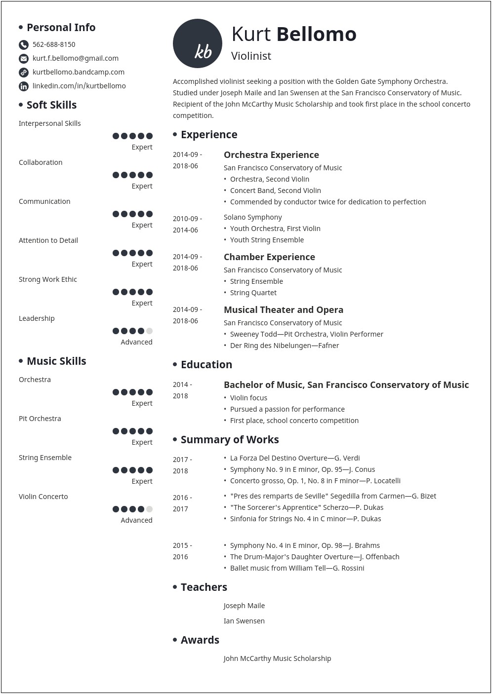 Sample Resume Of A Church Piano Player Resume