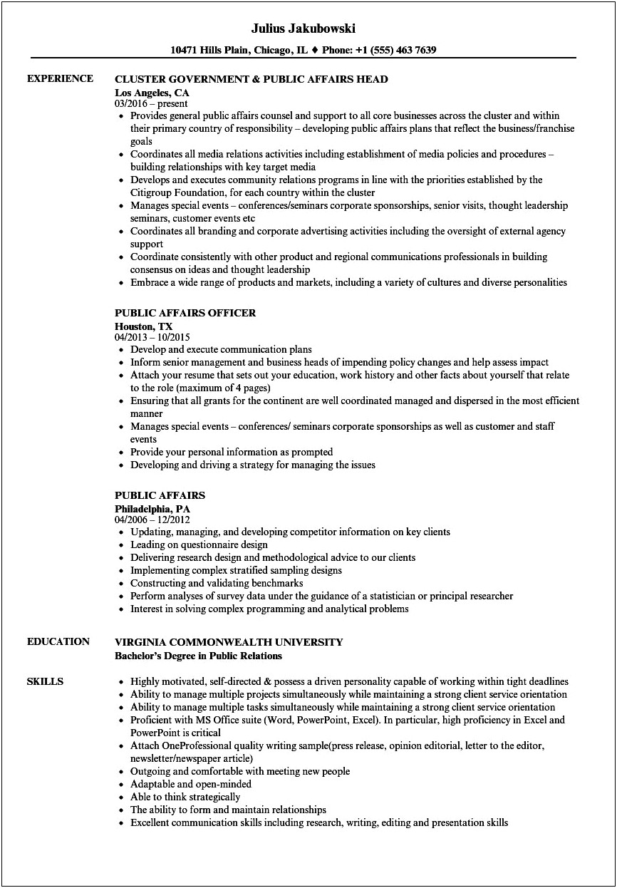 Sample Resume Of A Civilian For Government Job