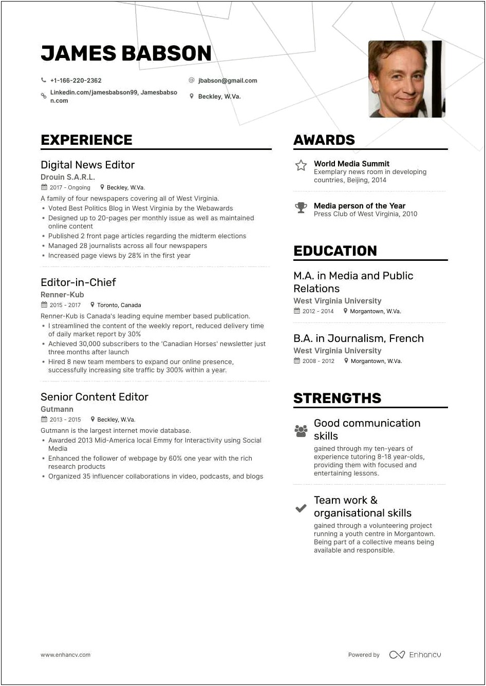 Sample Resume Of A Copy Editor