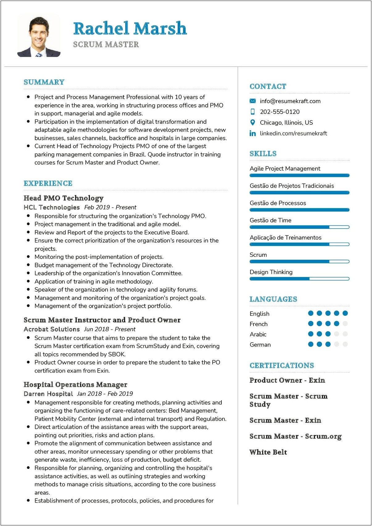 Sample Resume Of A Scrum Master