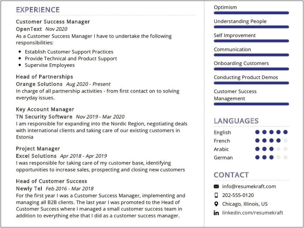 Sample Resume Of Customer Support Manager