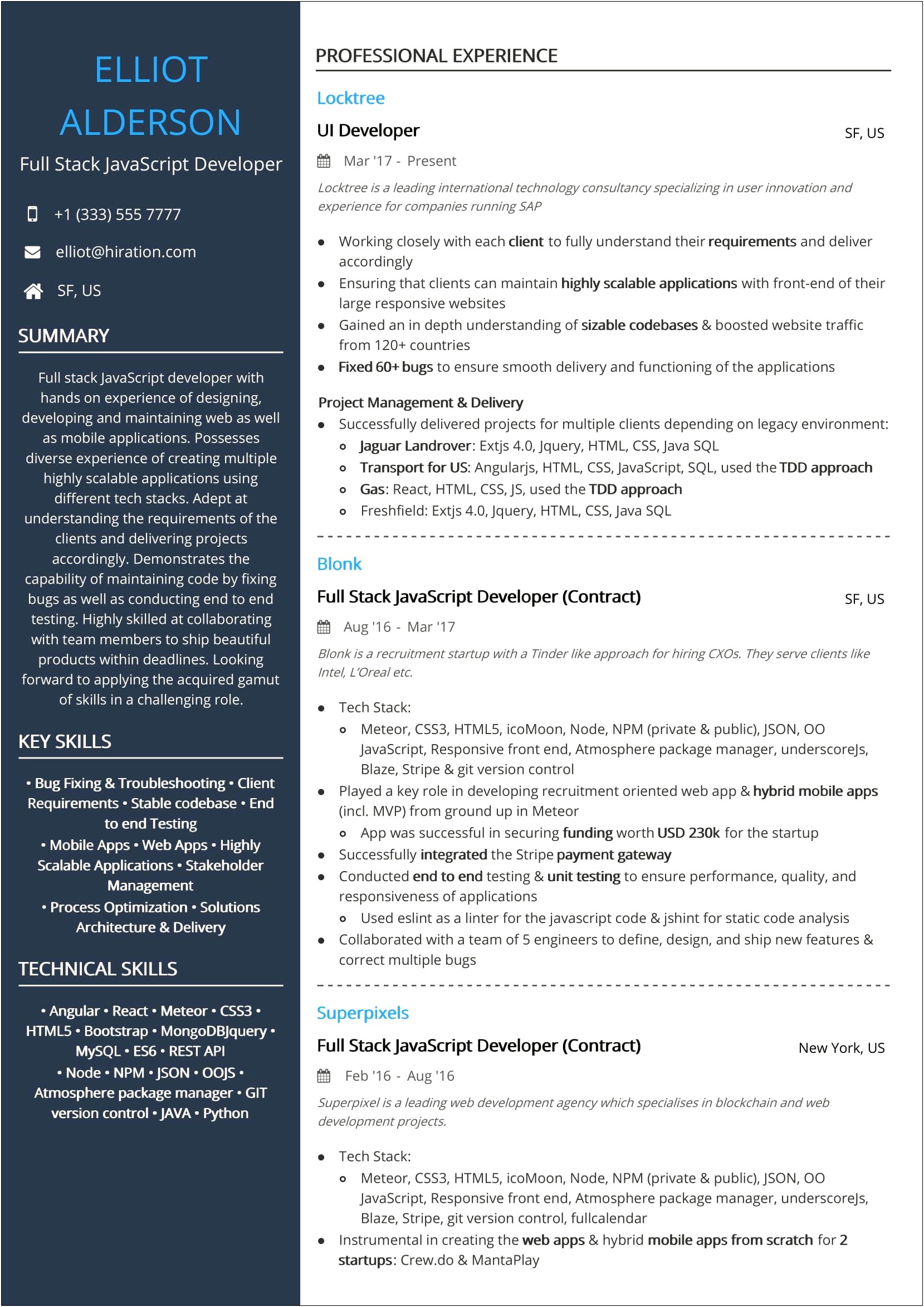 Sample Resume Of Epm Developer Linkedin