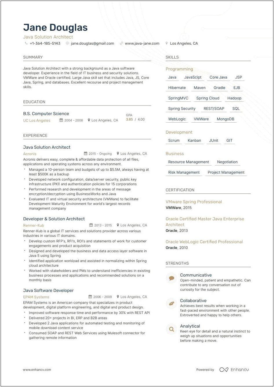 Sample Resume Of Net Technical Architect