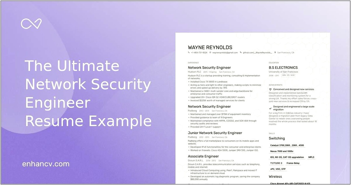 Sample Resume On Cisco Catalyst Swicthes
