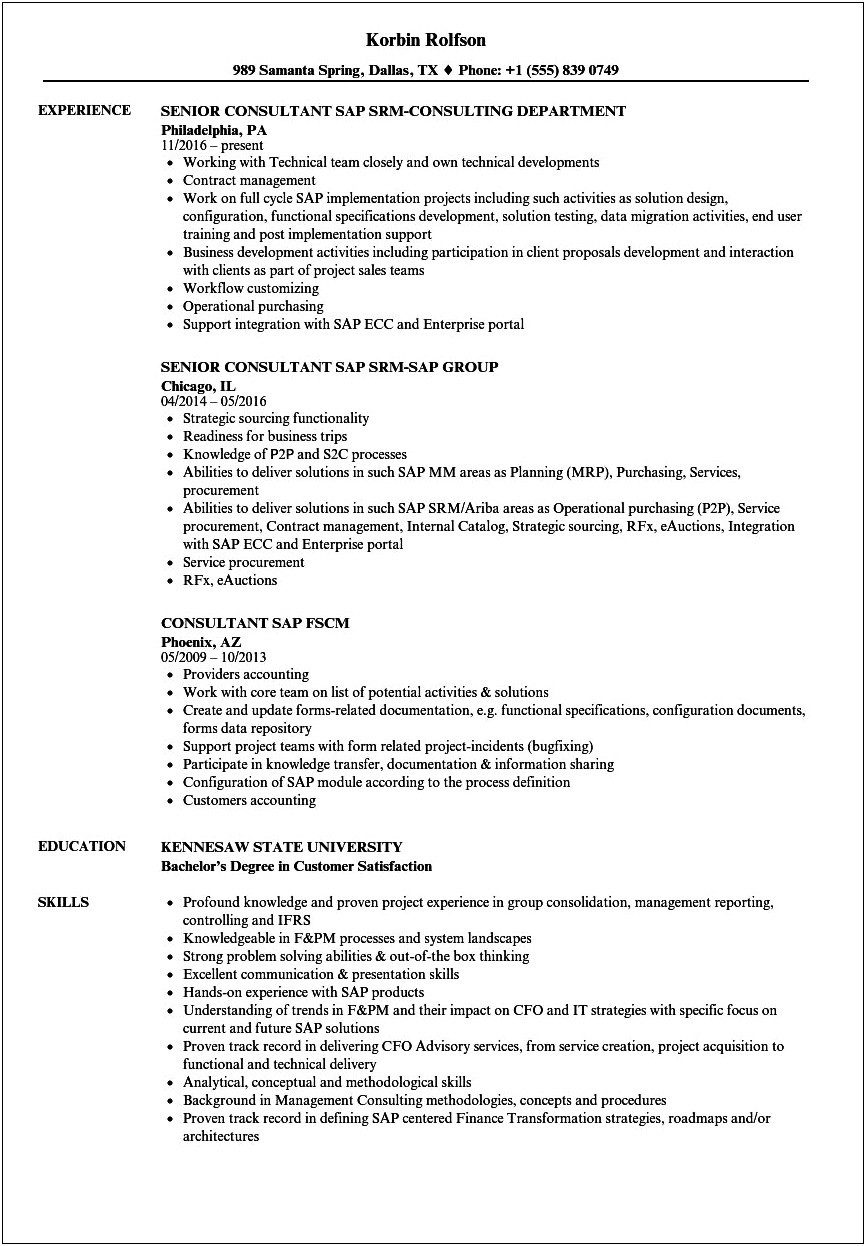 Sample Resume Sap Abap Support Consultant