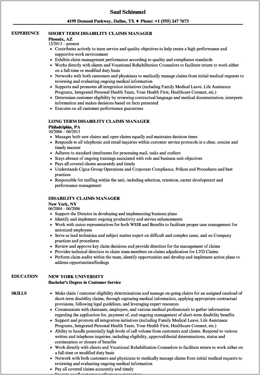 Sample Resume With One Long Term Job