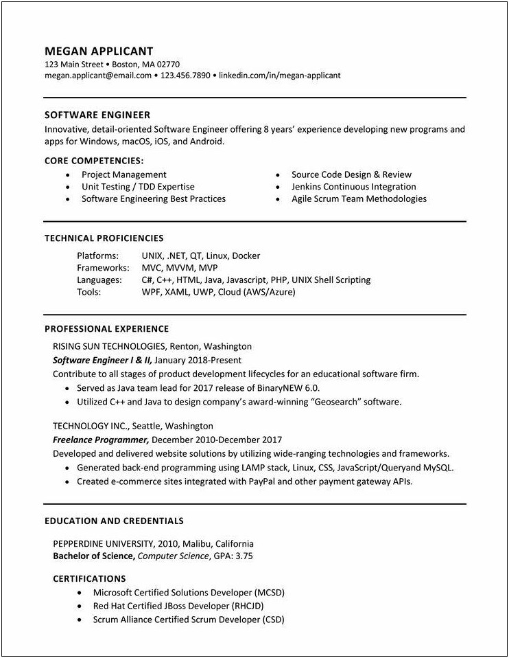 Sample Resume With Wps Technology Knowledge
