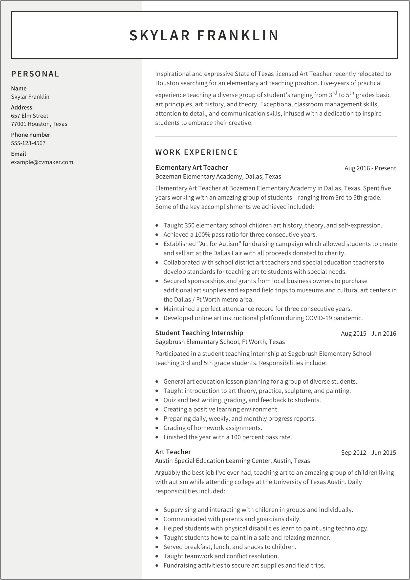 Sample Resumes For College Students With Creative Experience