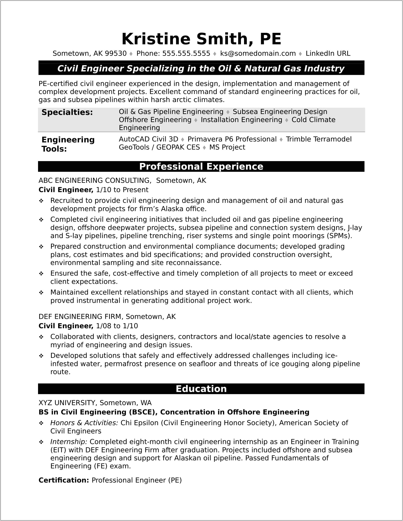 Sample Resumes For Oil And Gas Jobs