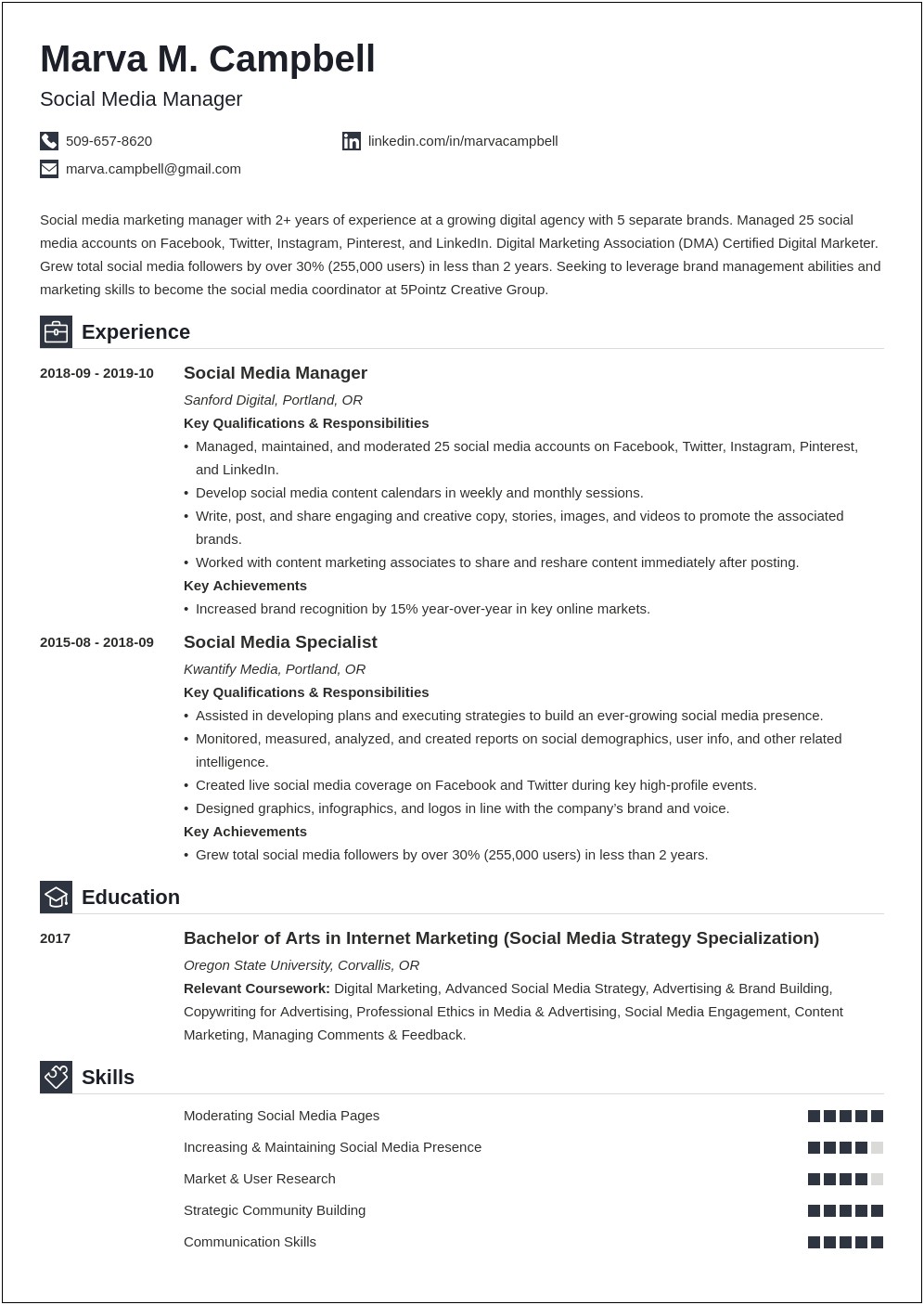 Sample Resumes Of Social Media Evaluator