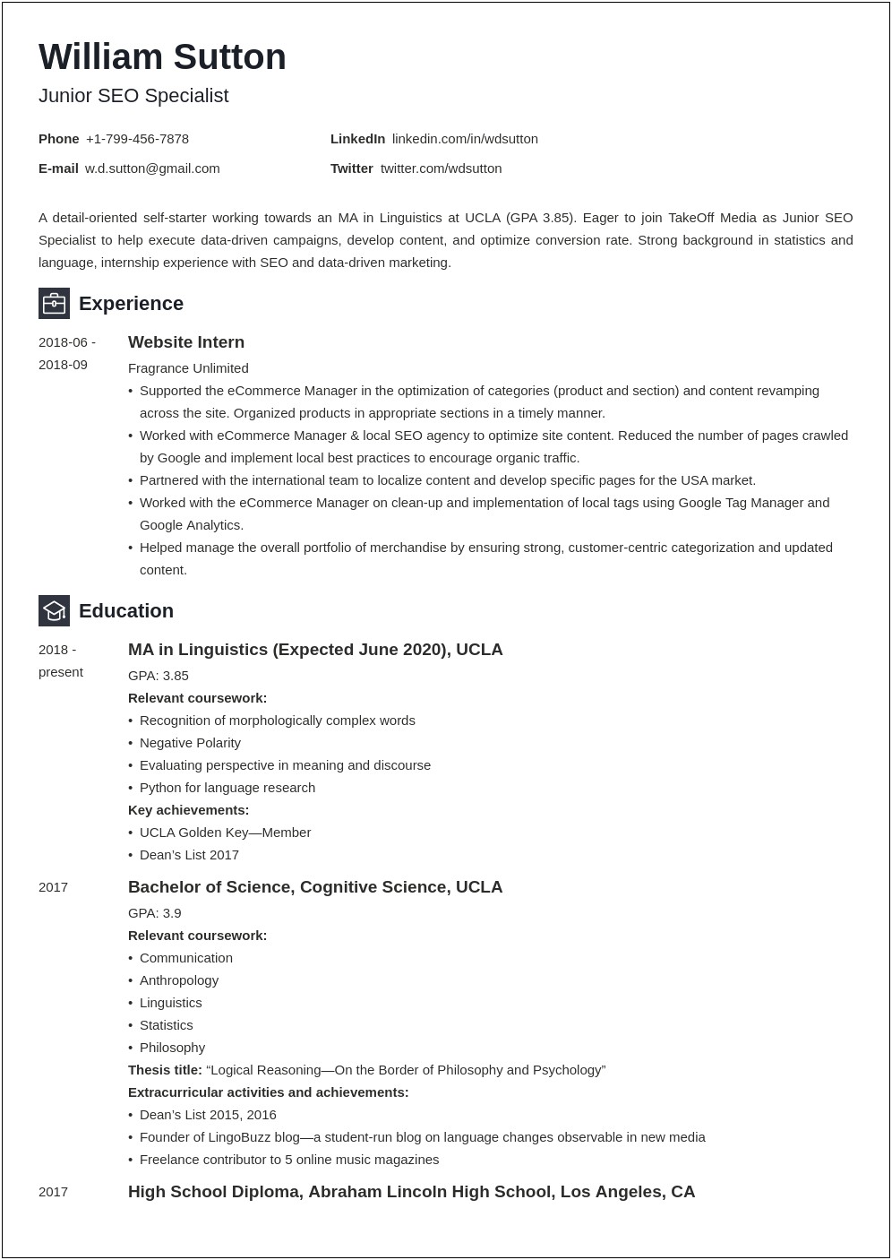 Sample Summary For Resume For Students