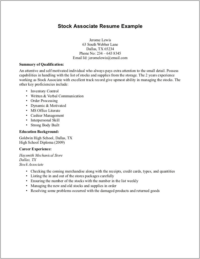 Sample Work Resume With Little Experience