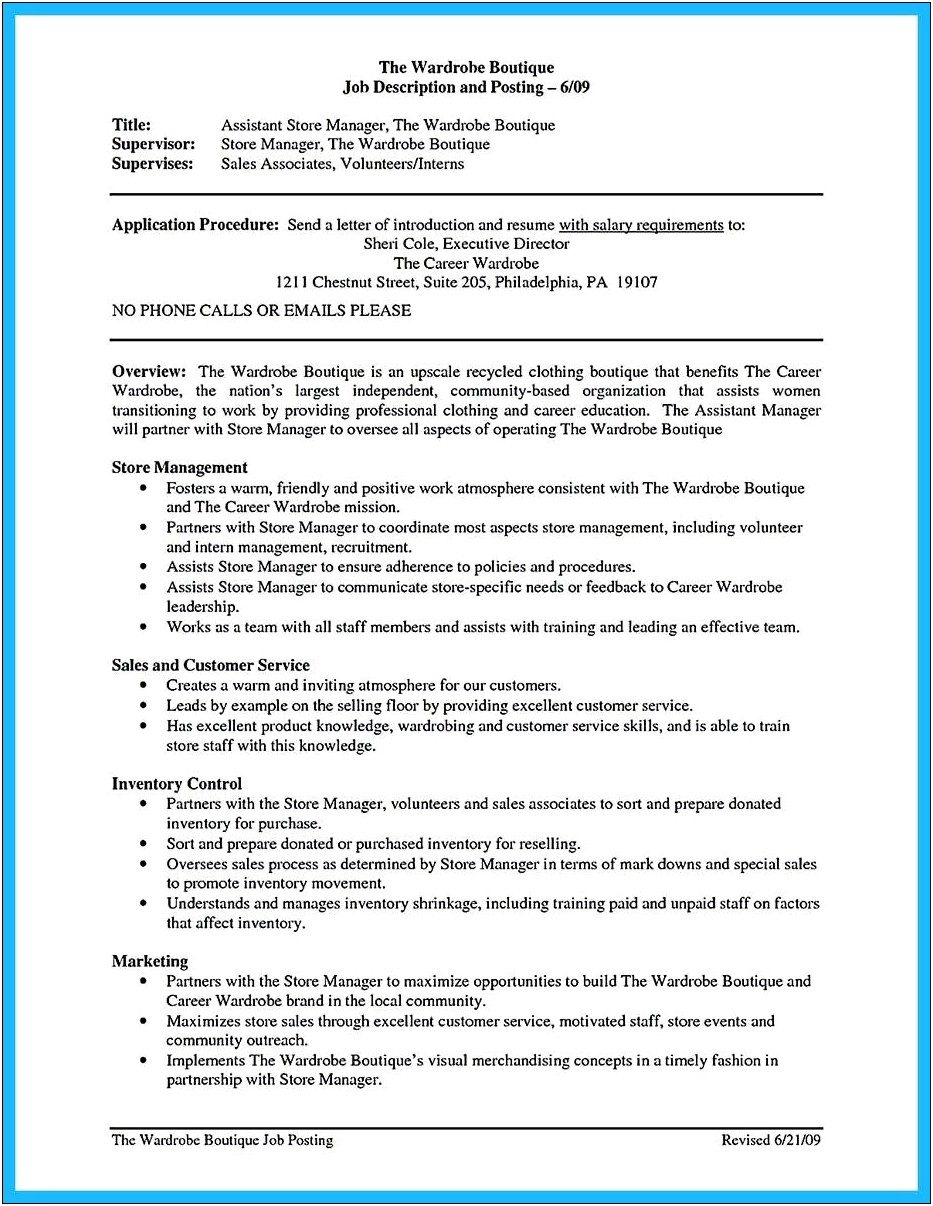 Samples Of Assistant Property Manager Resume