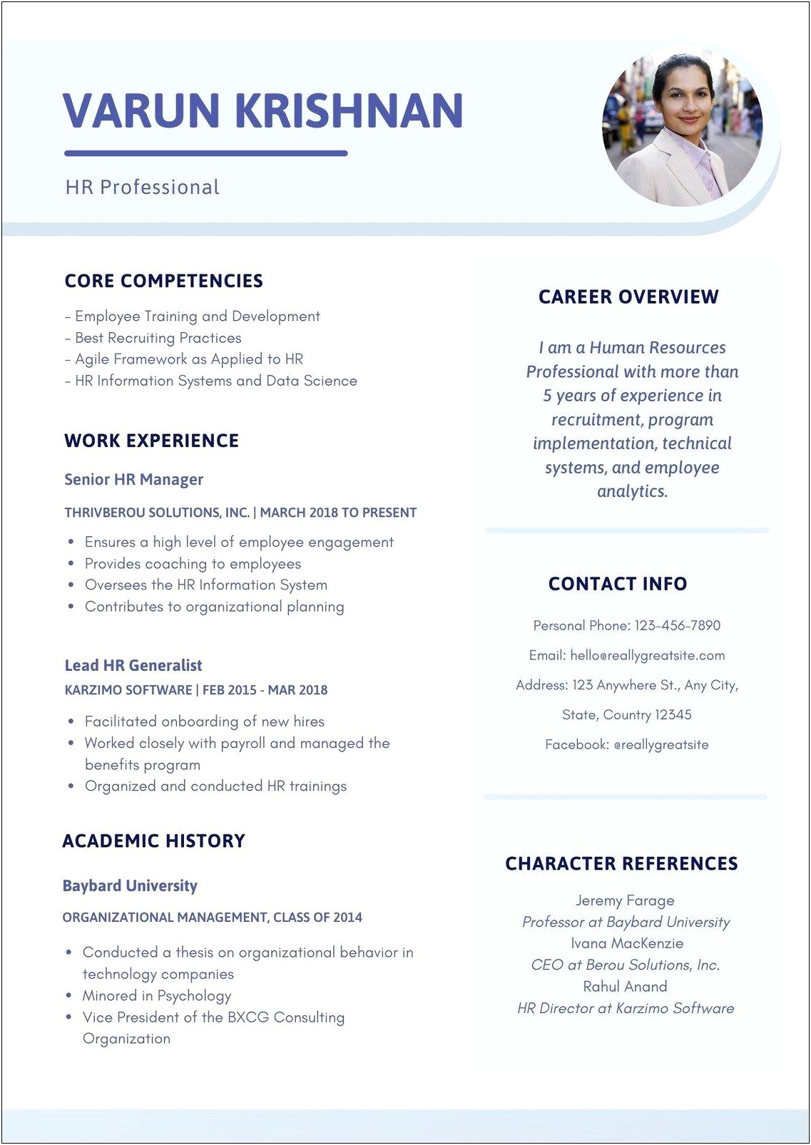 Samples Of Resumes For Hr Professionals
