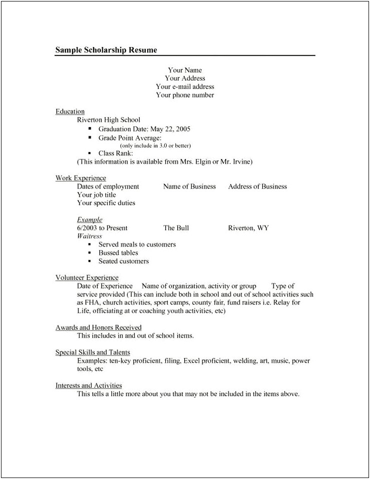 Samples Of Resumes With High School Education Only