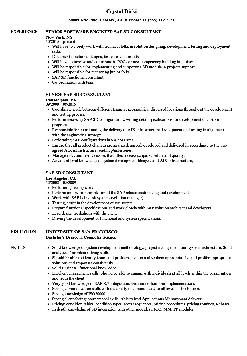 Sap Fico Consultant Resume 2 Years Experience