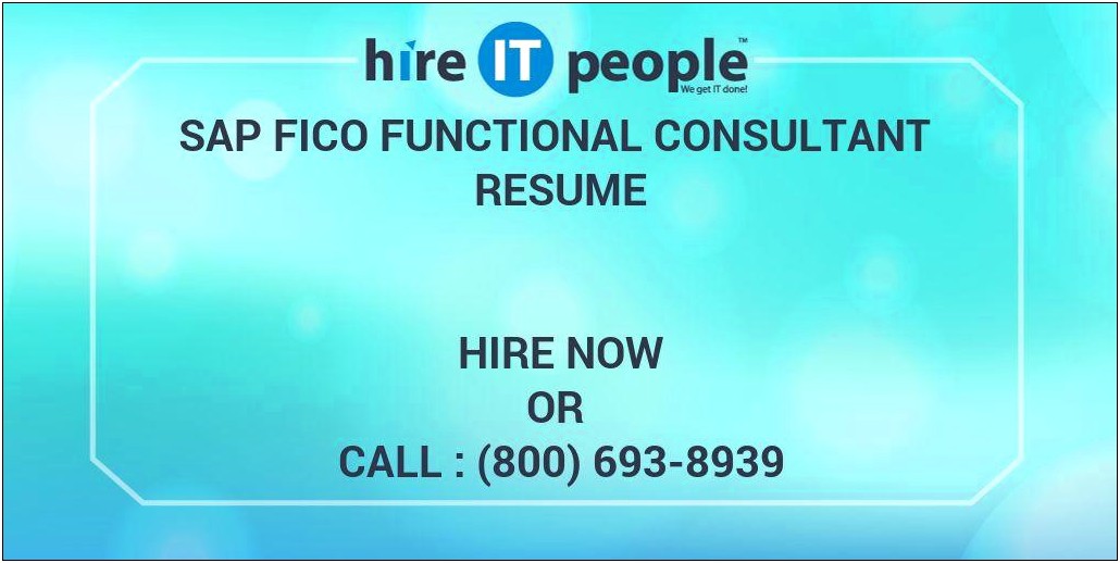 Sap Fico Functional Consultant Sample Resume